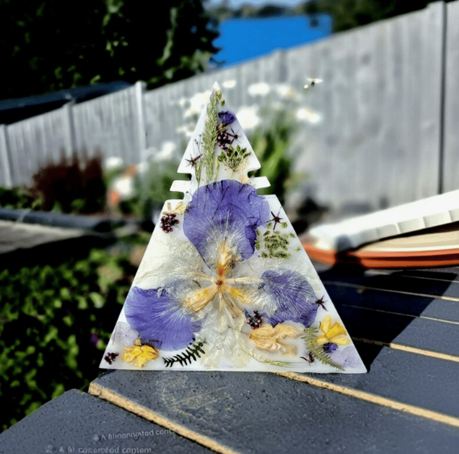 Triangle Jewelry & Necklace Holder Stand with 2 Slots for chain Resin & Flowers