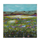 Framed landscape painting - Scotland - hills - loch - grassland -wildflowers