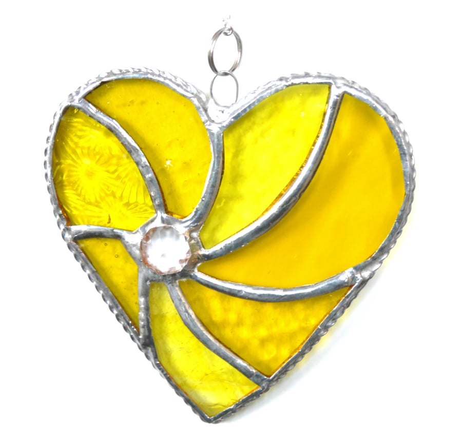 Yellow Swirl Heart Stained Glass Suncatcher 109