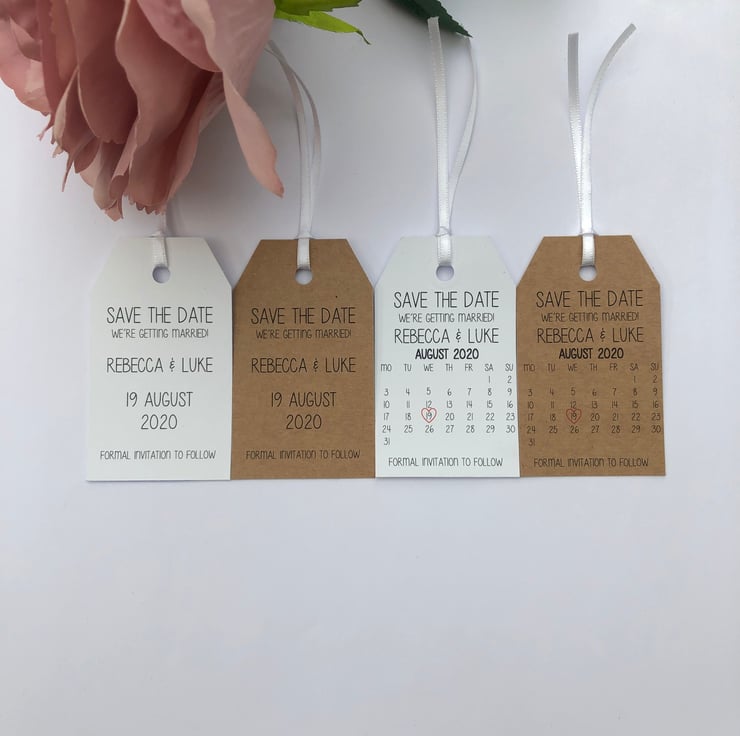 Personalised Save The Date Tags - White or Kraf... - Folksy