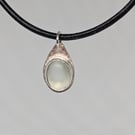 Smoky sea glass sterling silver pendant