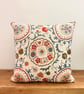 Embroidered Floral Linen Cushion Cover – 18 Inch