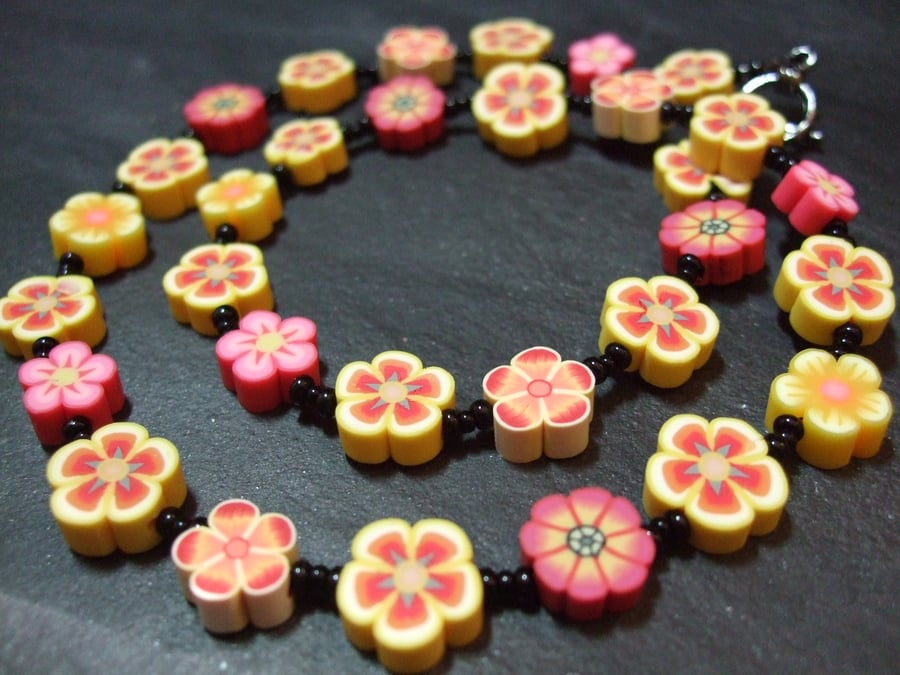 Flower Power Collection: "Bring me Sunshine" Kitsch Polymer Clay Necklace