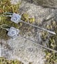 Silver long dangly mismatched earrings with star and moon - Image 2