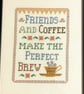 Framed cross stitch picture - "Friends and Coffee"