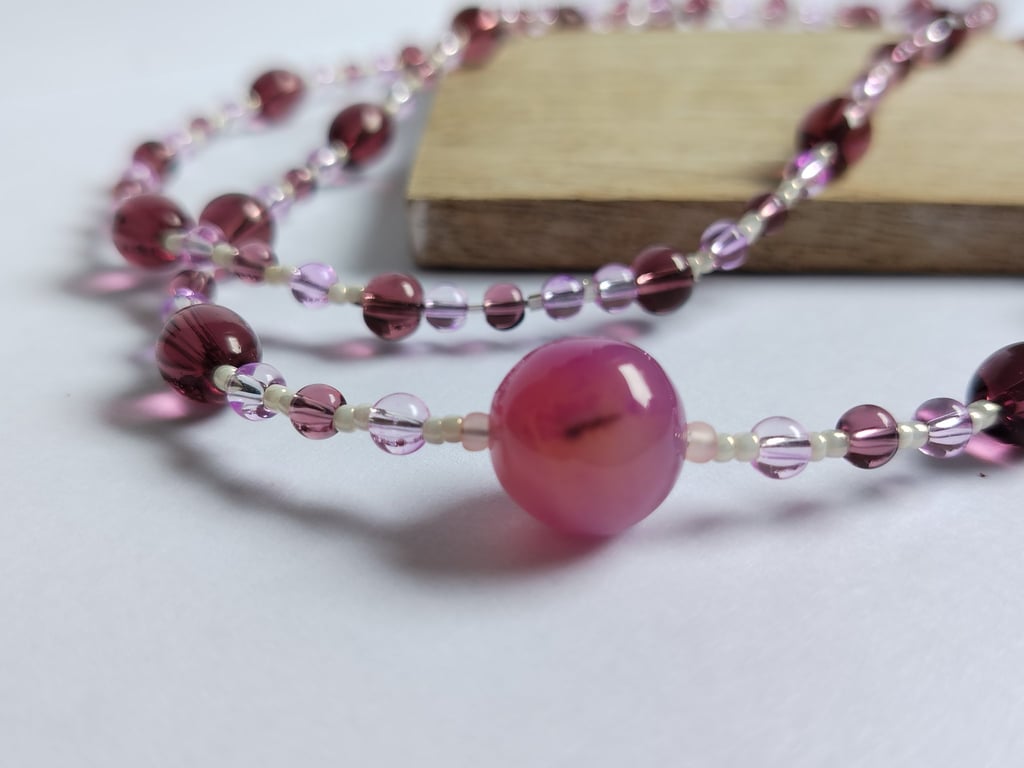 Plum Haze Glass Bead Necklace
