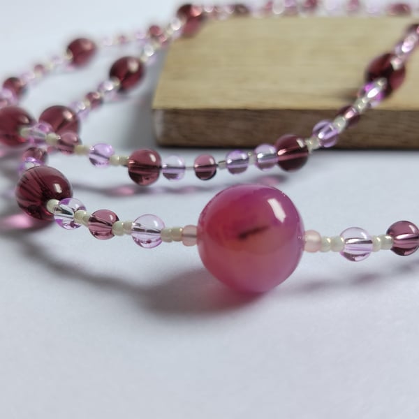 Plum Haze Glass Bead Necklace