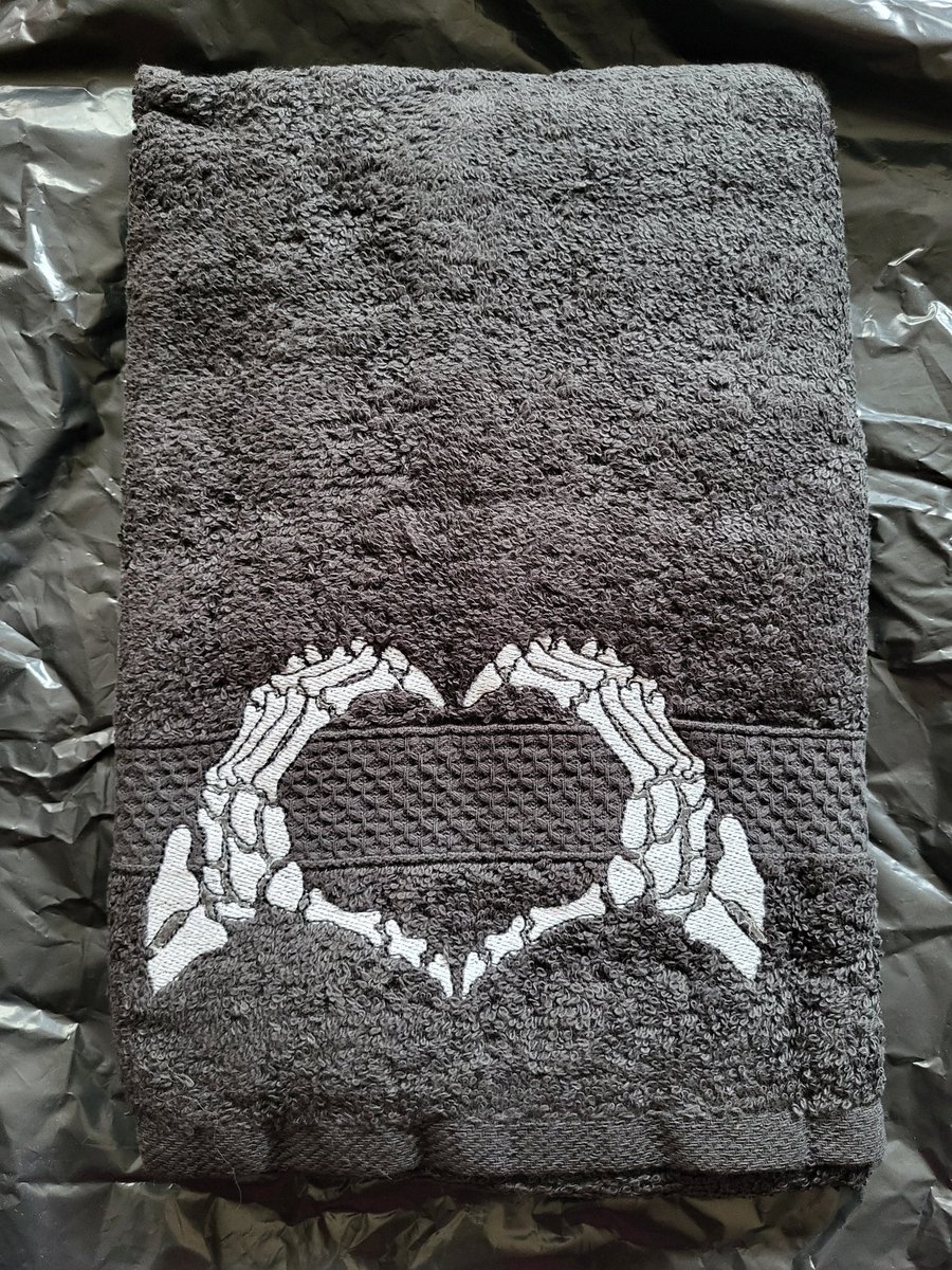 Gothic Skeleton Heart Hand Towel 