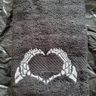 Gothic Skeleton Heart Hand Towel 