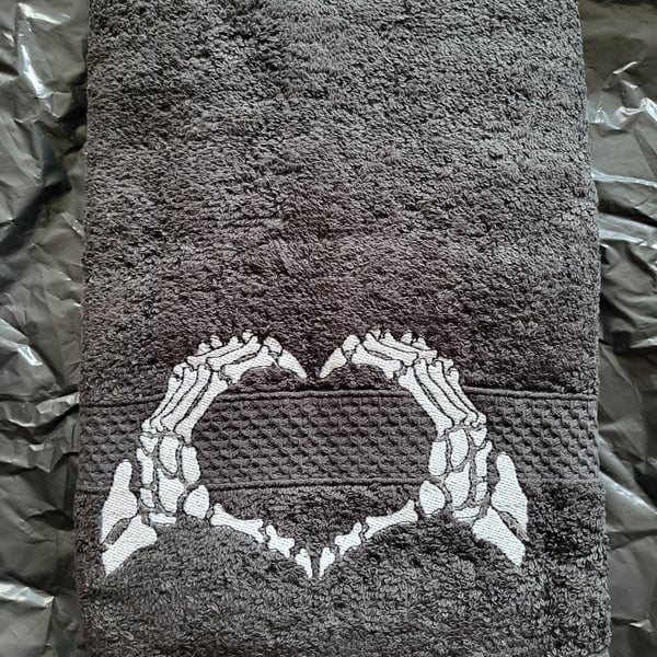 Gothic Skeleton Heart Hand Towel 