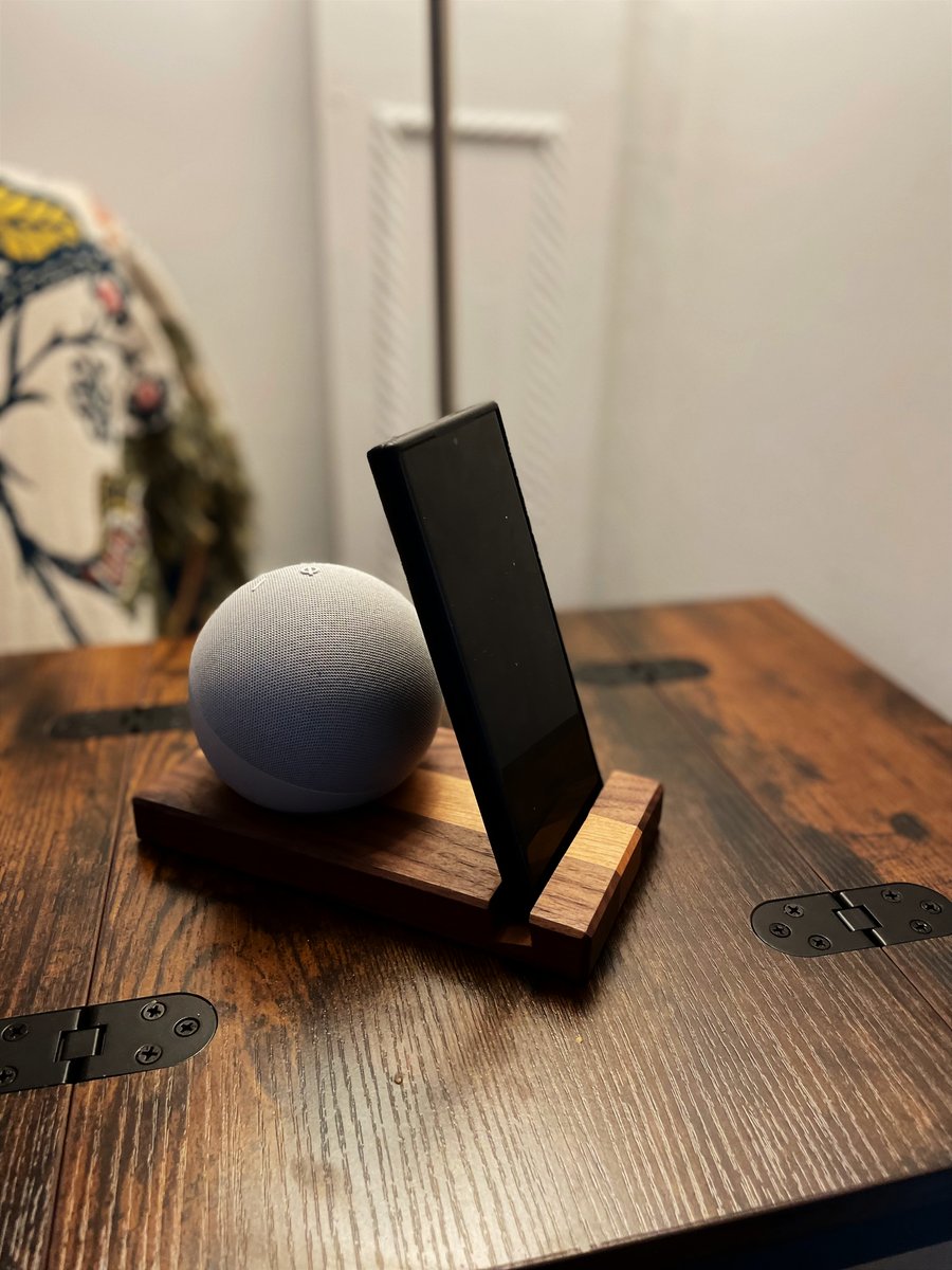 Echo Dot Stand – Walnut & Cherry Speaker & Phone Stand – No.01