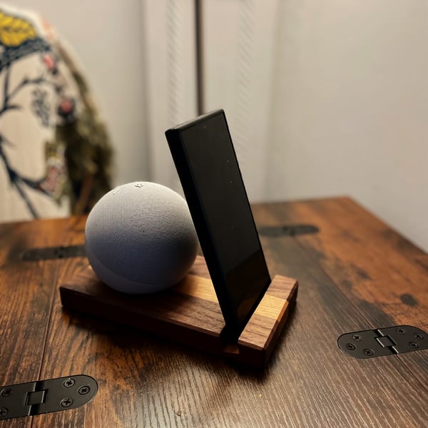 Echo Dot Stand – Walnut & Cherry Speaker & Phone Stand – No.01