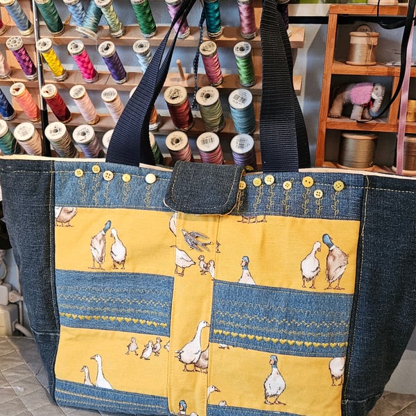 Denim Tote-Shopper Bag, Upcycled