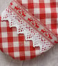Scandi Style Gingham Stocking with Embroidered Wool Felt Christmas Tree and Lace - Image 5