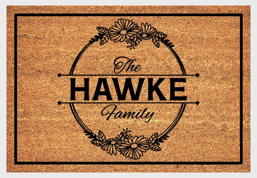 Personalised Surname Door Mat - Customised Family Name Welcome Mat - 3 Sizes