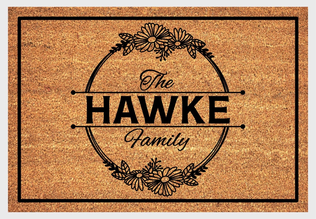 Personalised Surname Door Mat - Customised Family Name Welcome Mat - 3 Sizes