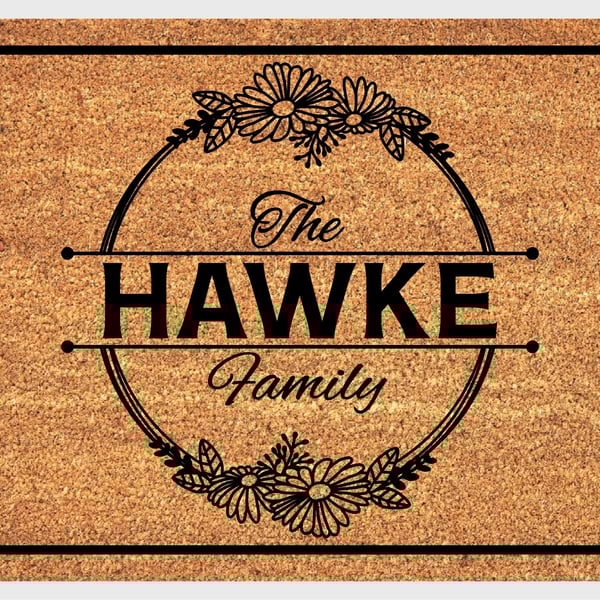 Personalised Surname Door Mat - Customised Family Name Welcome Mat - 3 Sizes