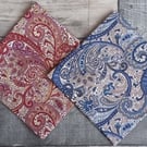 Pair Of Men's Paisley Handkerchiefs, Red And Blue