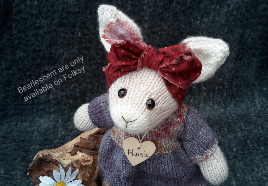 Dressed Rabbit, Easter Bunny, Maisie Rabbit, Hand knitted Animal Doll