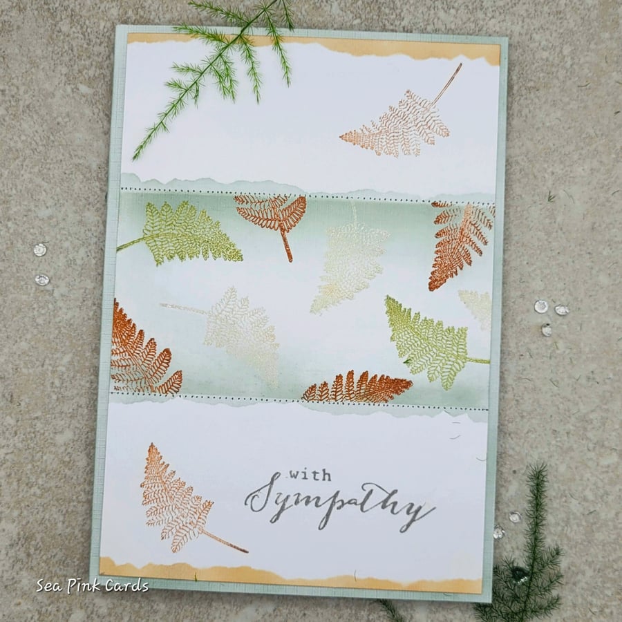 Sympathy Card - cards, handmade, embossed, fern, blank inside