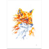 Fox watercolour print, painting, woodland, British wildlife