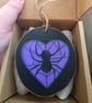 Hand Painted Halloween Spider Heart Wooden Hanging Decoration – Purple Spiderweb - Image 2