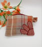 Check clutch bag with clip on handle and flower applique.  - Image 4