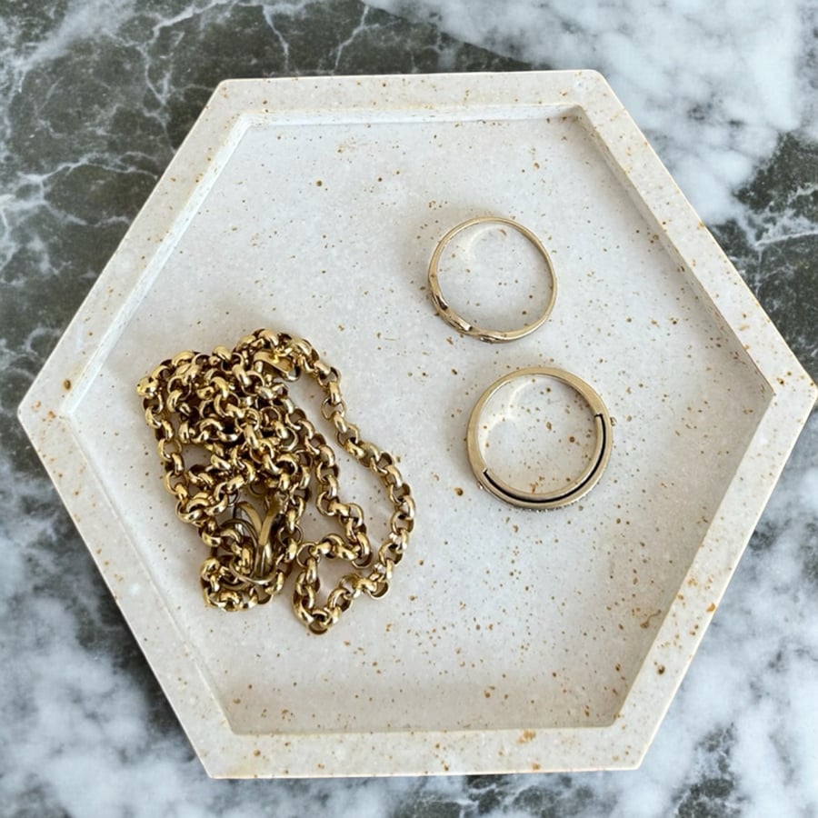 Hexagonal Gold Speckled Coaster - Catchall Valet Tray 