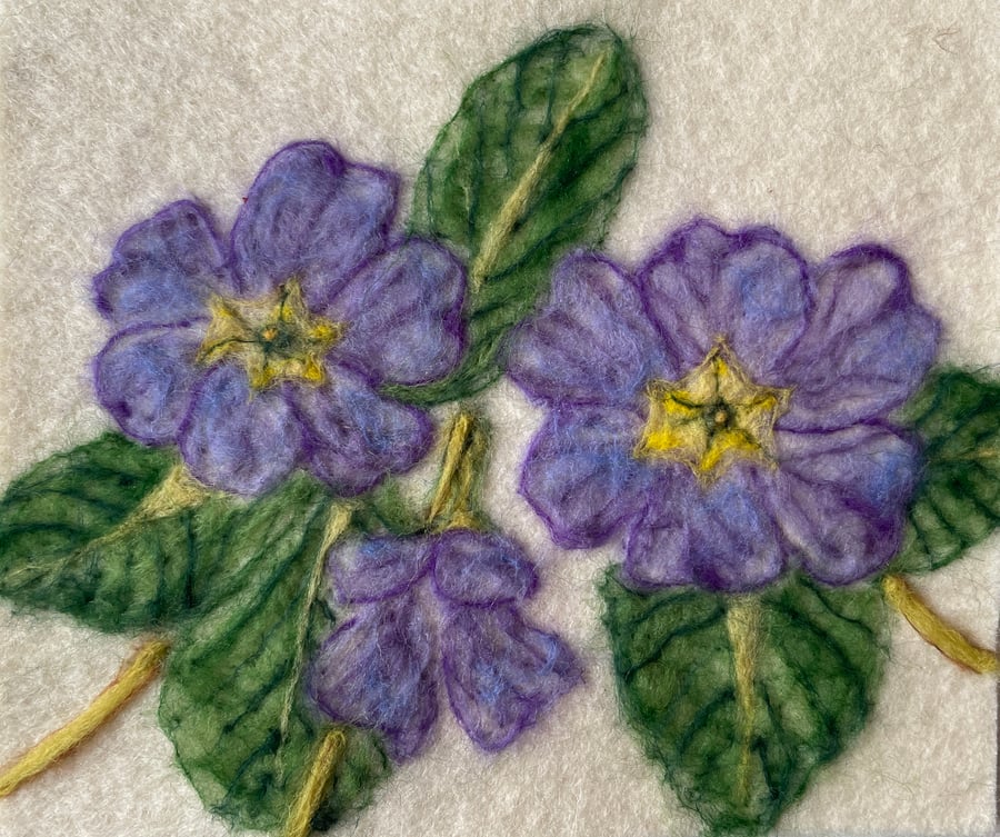 Hand Felted Primrose Textile Artwork 