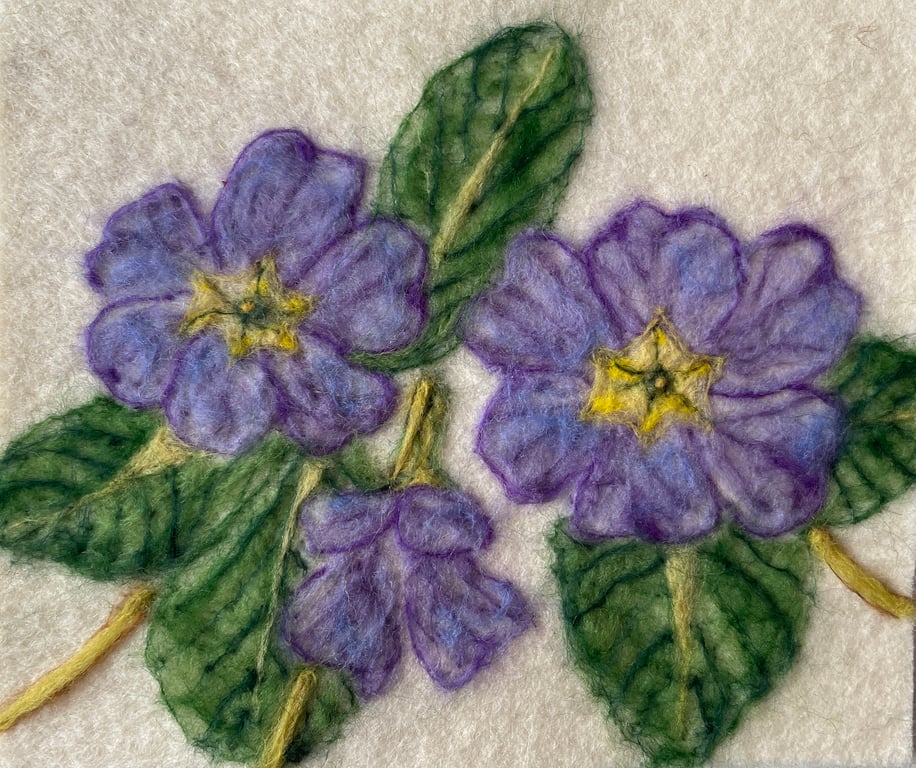 Hand Felted Primrose Textile Artwork 