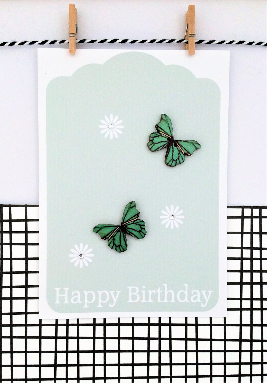 Butterfly Birthday Card - Happy Birthday - Greetings Card - Handmade Card