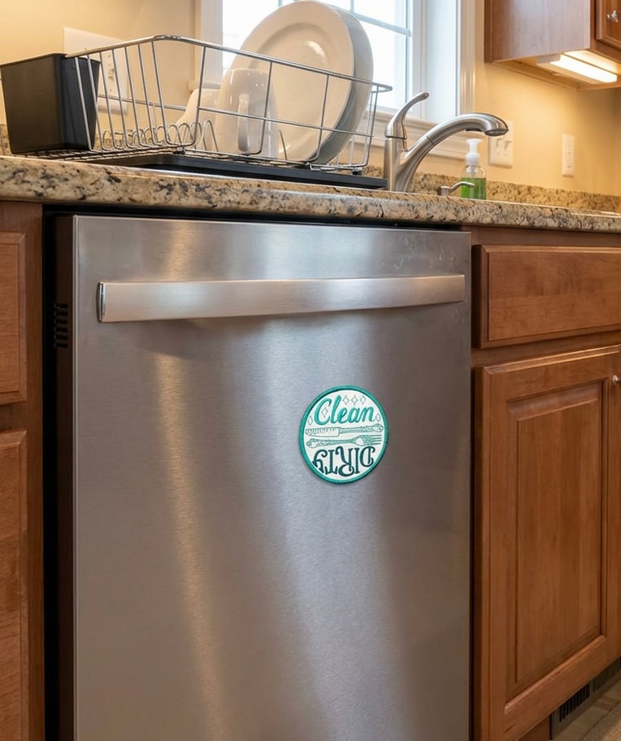 Clean or Dirty Embroidered Indicator Patch – Reversible Kitchen & Washing Patch 