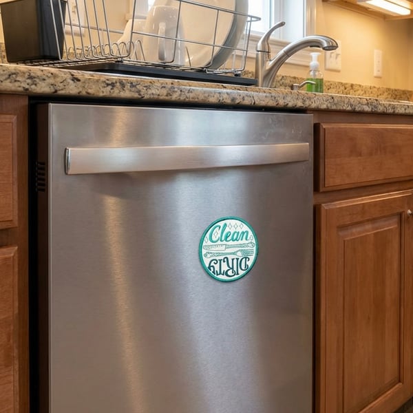 Clean or Dirty Embroidered Indicator Patch – Reversible Kitchen & Washing Patch 
