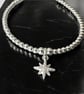 Sterling Silver CZ North Star Bracelet with Adjustable Slider Clasp - Image 1