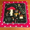 Large Quilted Mug Rug Coaster in Toadstool Fabric Perfect Coffee Table Mats