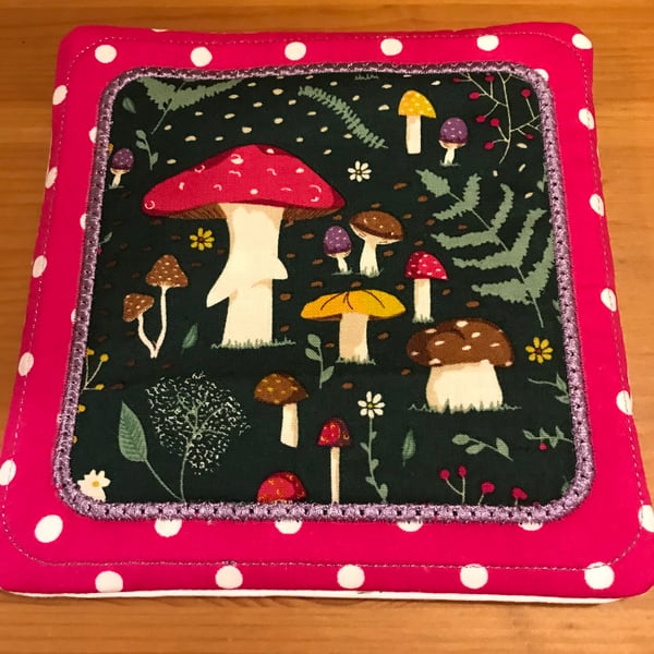 Large Quilted Mug Rug Coaster in Owl Fabric Perfect Coffee Table Mats