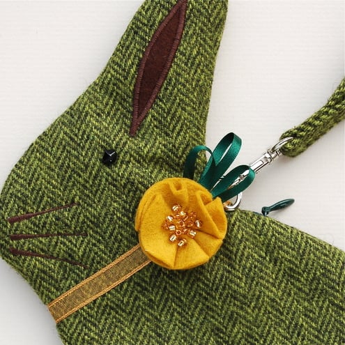Green Tweed Bunny Purse