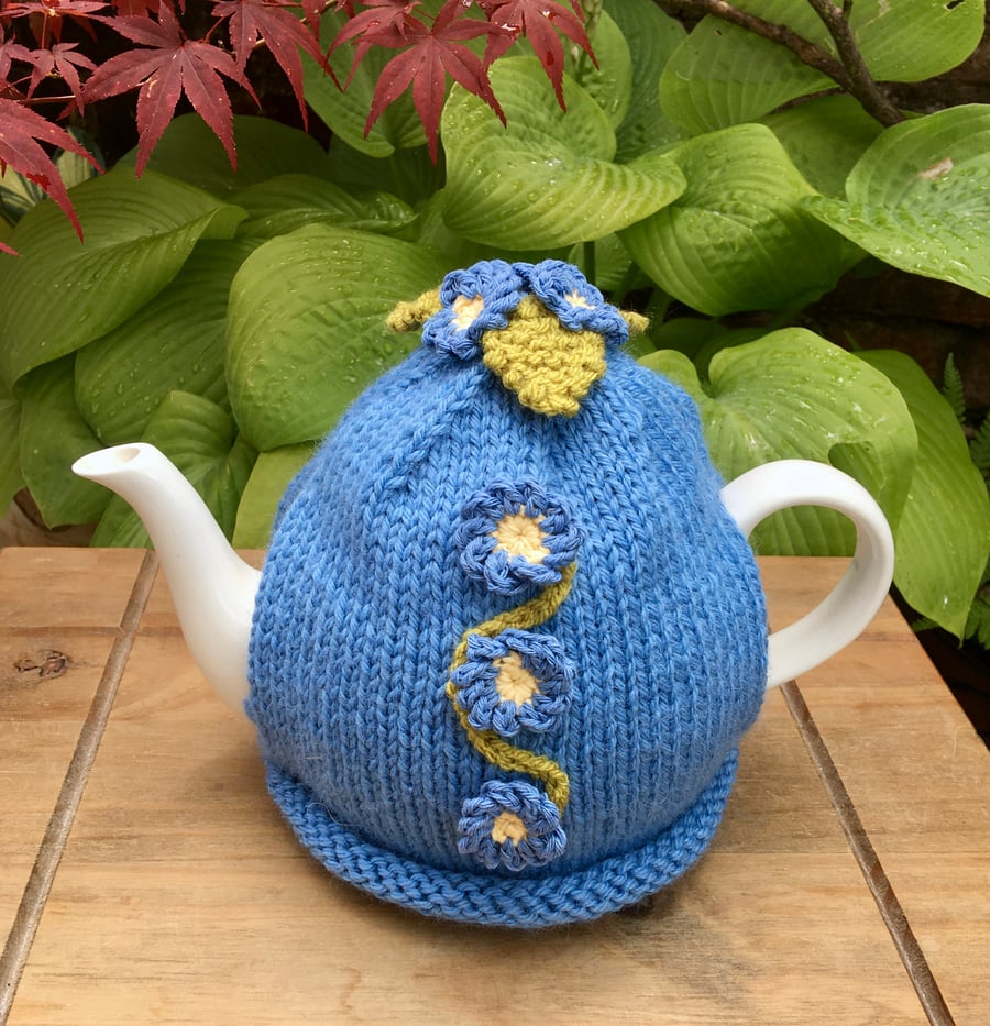 Spring Forget-me-not Tea Cosy, Blue Flower Tea Cozy