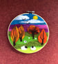 Felted landscape with sheep. - Image 1