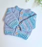 Newborn Crochet Baby Cardigan – Variegated Turquoise  - Image 6
