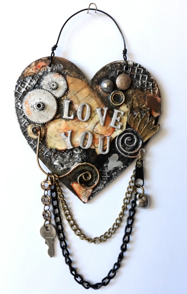Grungy Decorated Valentine MDF Heart