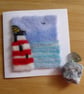 Needle felted Lighthouse view greetings card