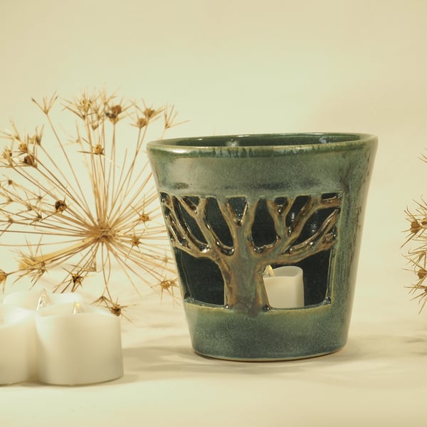 Ceramic Tree of Life Candle Holder, Oak Tree