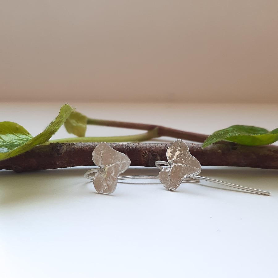 Silver Thread Through Ivy Earrings Two