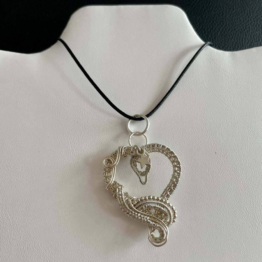 Wire Wrapped Heart of a Star Pendant 