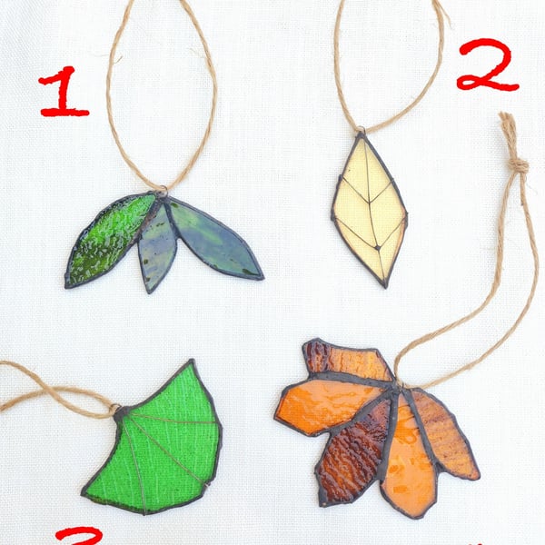 Stained Glass Leaf Suncatcher Nature Window Hanging