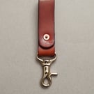 Leather Key Ring With Solid Brass Lobster Clip And Copper Saddle Rivet