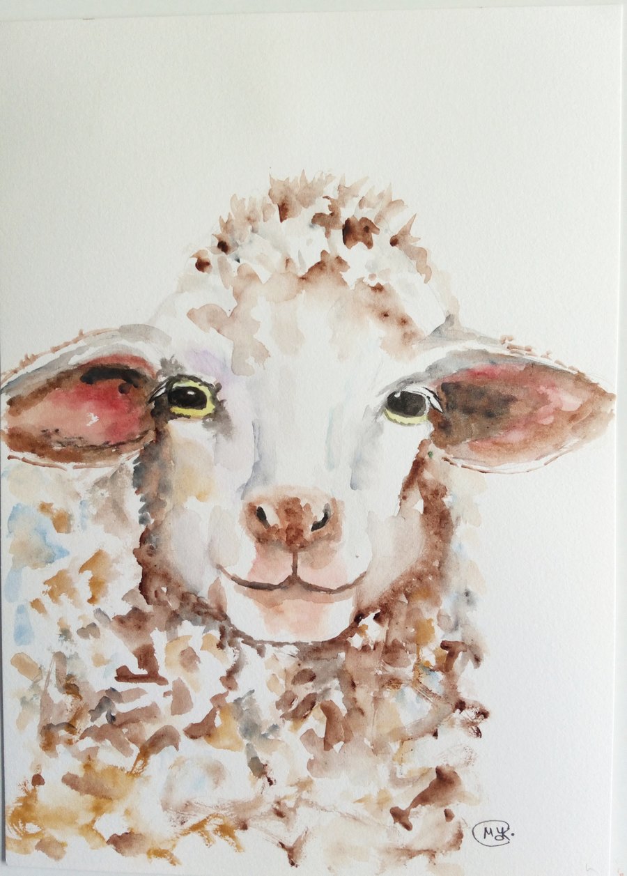 Cute Sheep Face original painting 