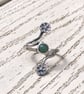 Rustic floral boho ring aventurine green - Image 2