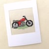 Motorbike Birthday. Father's Day. Blank Cross Stitch In Recycled Card